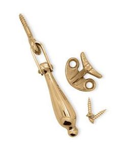 Fönsterlås 1324 "Droppen" mässing med hake/skruv