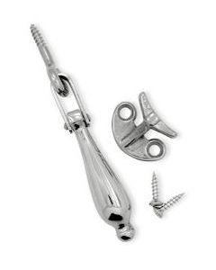 Fönsterlås 1324 "Droppen" förnicklad m. hake/skruv